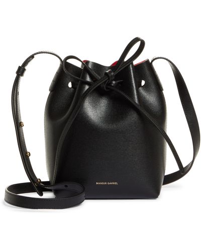 Mansur Gavriel Mini Leather Bucket Bag - Black