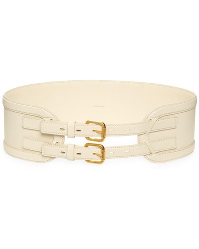 Zimmermann Double Buckle Leather Belt - Natural