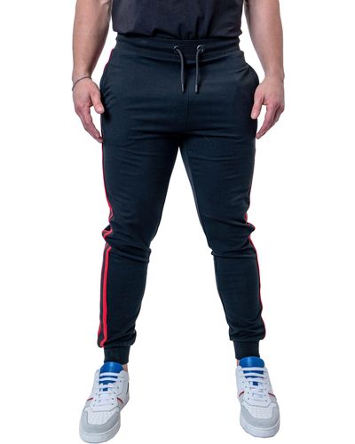 Maceoo Leo Logo Stripe sweatpants - Blue