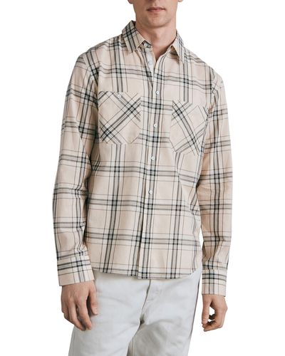 Rag & Bone Gus Plaid Button-up Shirtt - Gray