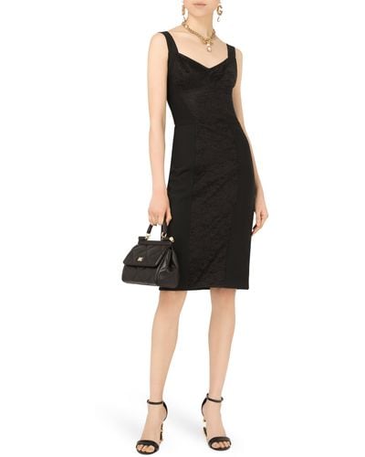 Dolce & Gabbana Jacquard Panel Corset Dress - Black