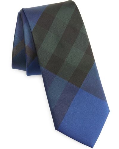 Burberry Manston Check Silk Tie - Blue