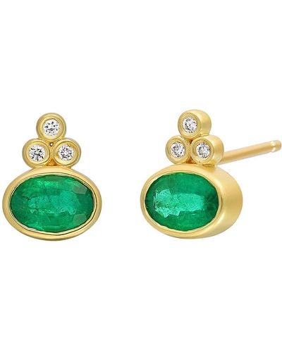 Bony Levy El Mar Emerald & Diamond Stud Earrings - Green
