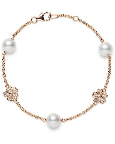 Mikimoto Akoya Cultured Pearl & Diamond Bracelet - White