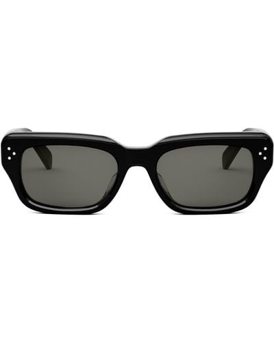 Celine Bold 3 Dot Rectangular Sunglasses - Black