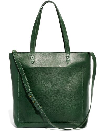 Madewell The Zip-top Medium Transport Leather Tote - Green
