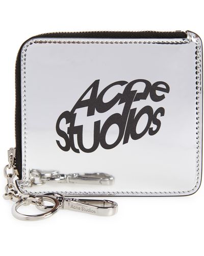 Acne Studios Metallic Zip Wallet - White