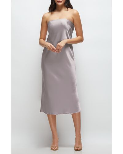 After Six Strapless Charmeuse Midi Cocktail Dress - Multicolor