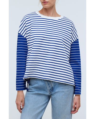 Madewell Easy Contrasting Stripe Long Sleeve Rugby T-shirt - Blue