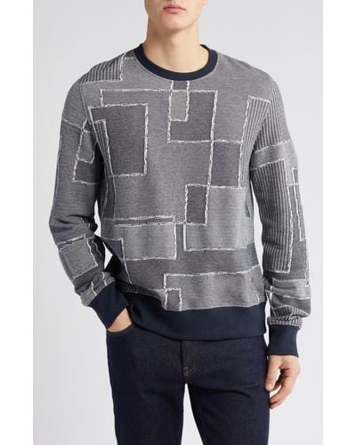 Billy Reid Patchwork Jacquard Cotton Sweatshirt - Gray