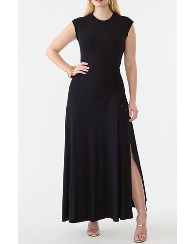 GSTQ Drawstring Ruched Maxi Dress - Black