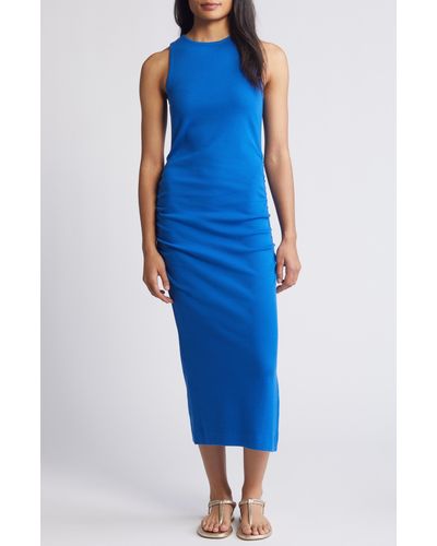 Caslon Caslon(r) Ruched Tank Midi Dress - Blue