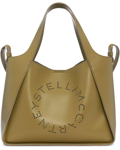 Stella McCartney Perforated Logo Faux Leather Satchel - Green