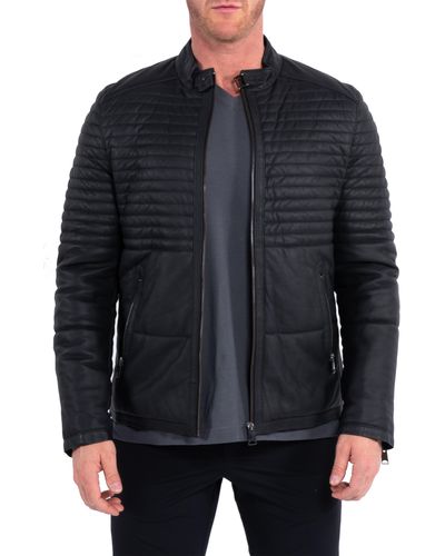 Maceoo Quilted Leather Jacket - Black