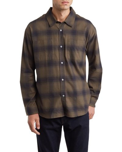 FRAME Plaid Cotton Flannel Button-up Shirt - Black