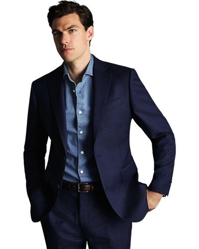 Charles Tyrwhitt Slim Fit Natural Stretch Birdseye Suit Jacket - Blue
