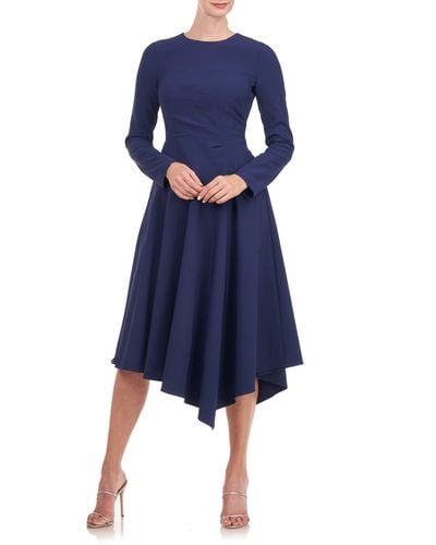 Kay Unger Ula Long Sleeve Midi Dress - Blue