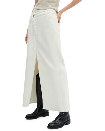 Mango Slit Detail Denim Maxi Skirt - White