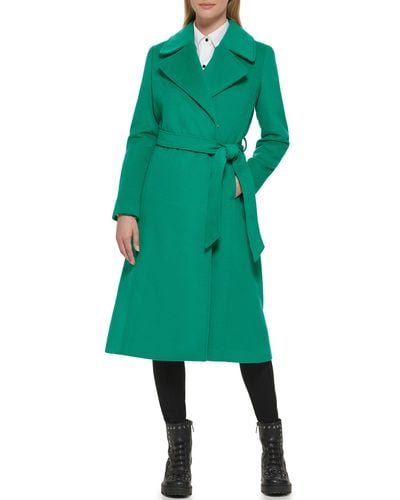 Karl Lagerfeld Wool Blend Wrap Coat - Green