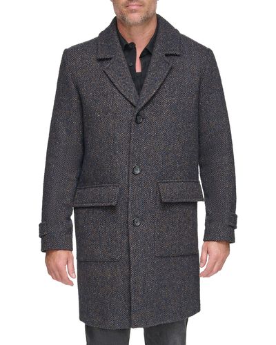 Andrew Marc Wexford Herringbone Wool Blend Overcoat - Gray