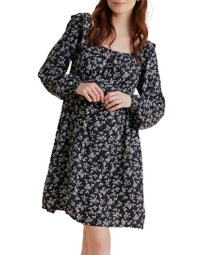 A Pea In The Pod Floral Long Sleeve Maternity Dress - Black
