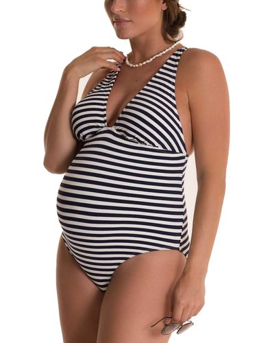 Pez D'or Marina Stripe One-piece Maternity Swimsuit - Blue