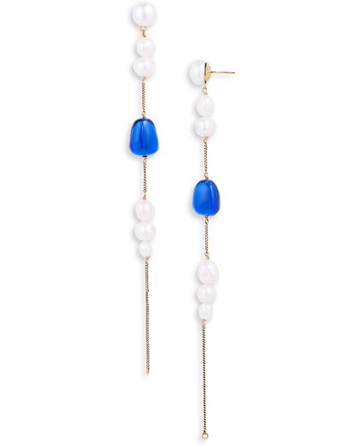 Dries Van Noten Chain & Bead Drop Earrings - Blue
