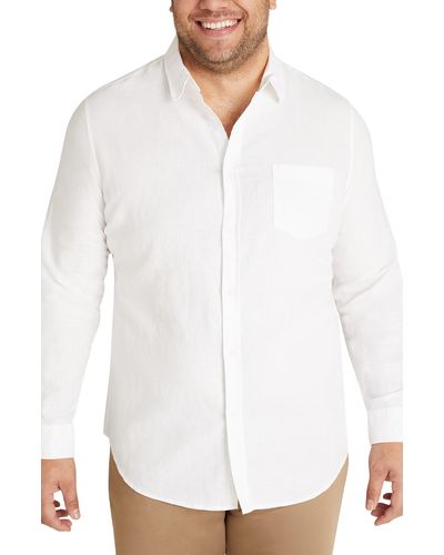 Johnny Bigg Anders Linen Blend Button-up Shirt - White
