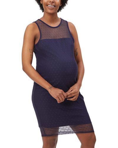 Stowaway Collection Shadow Dot Maternity Sheath Dress - Blue