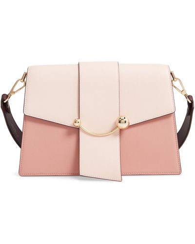 Strathberry Crescent Colorblock Leather Shoulder Bag - Pink