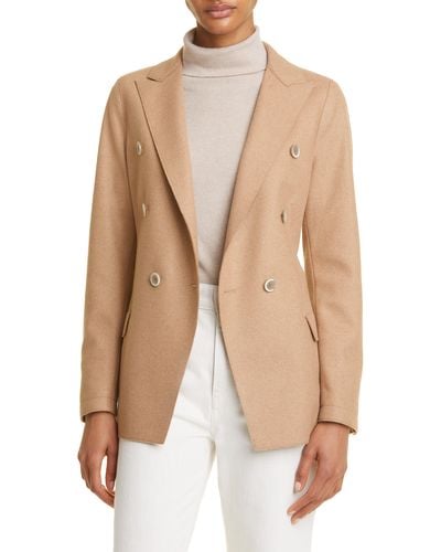 Eleventy Double Breasted Wool Blend Blazer - Natural