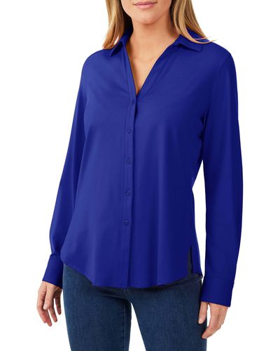 Foxcroft Mary Jersey Top - Blue