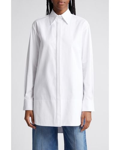 Brandon Maxwell The Jade Long Sleeve Cotton Button-up Shirt - White