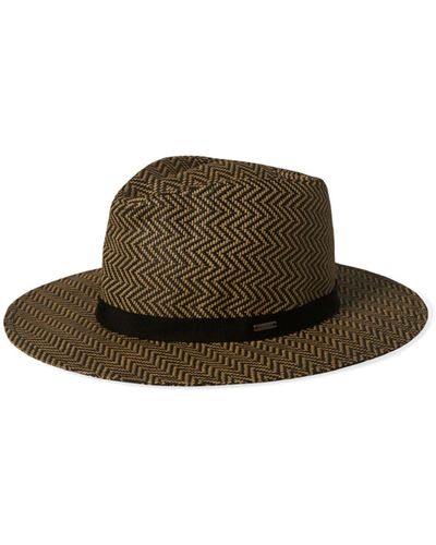 Brixton Carolina Herringbone Straw Packable Sun Hat - Brown