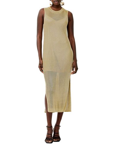 French Connection Jada Metallic Open Stitch Sweater Dress - Natural