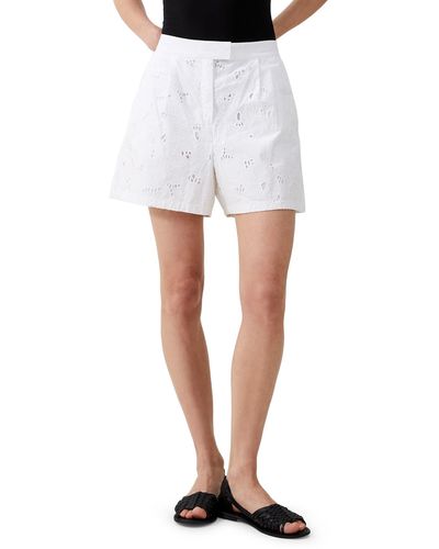 French Connection Rhodes Floral Lace Cotton Shorts - White