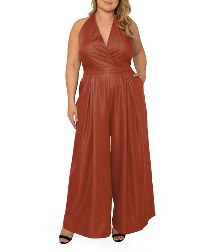 Standards & Practices London Sleeveless Wide Leg Jumpsuit - Red