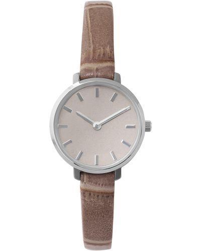 Breda Beverly Croc Embossed Leather Strap Watch - Multicolor