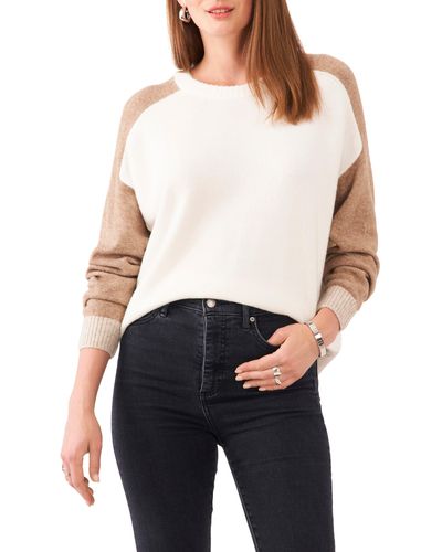 Vince Camuto Colorblock Raglan Sleeve Sweater - White