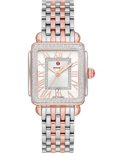 Michele Deco Madison Mid Diamond Two-tone Bracelet Watch - Multicolor