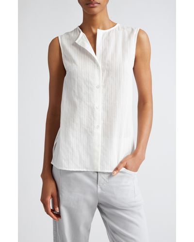 Eleventy Textured Sleeveless Button-up Shirt - White