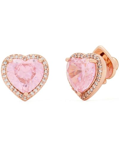 Kate Spade My Love Pavé Heart Stud Earrings - Pink