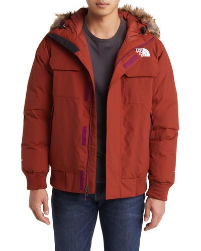 The North Face Mcmurdo Water Repellent 600 Fill Power Down Parka With Faux Fur Trim - Red