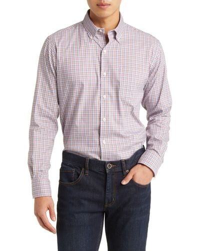 Peter Millar Market Crown Lite Check Button-down Shirt - Purple