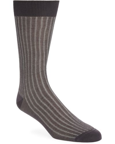 Canali Vanise Ribbed Cotton Dress Socks - Gray