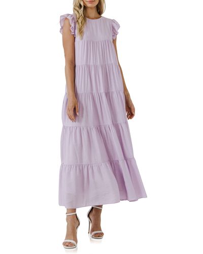 English Factory Tiered Maxi Dress - Purple