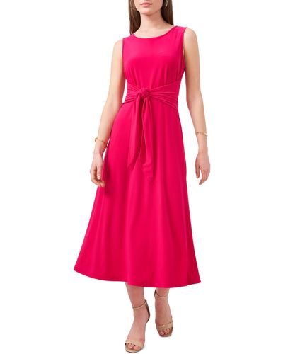 Chaus Tie Front Sleeveless Jersey Midi Dress - Pink