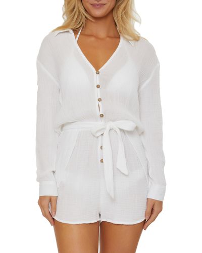 Isabella Rose Daydreamer Long Sleeve Cover-up Romper - White
