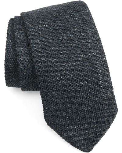 Thom Sweeney Linen Knit Tie - Black