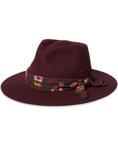Brixton Madison Wool Felt Convertible Brim Rancher Hat - Red